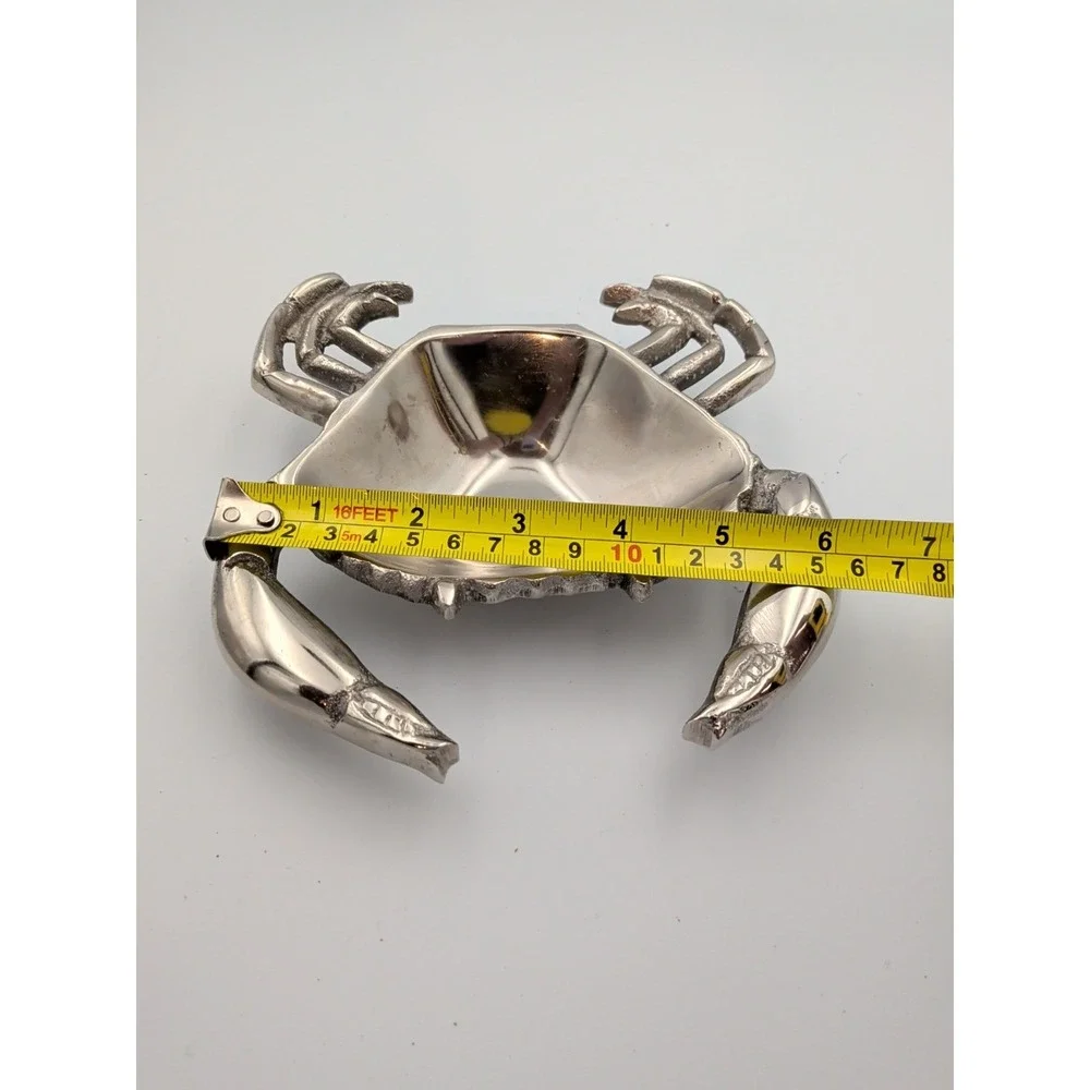 Vintage Cast Aluminum Crab Trinket Dish Bowl Coastal Nautical Catchall ~6